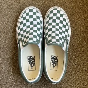 Green Checkered Slip-on Vans